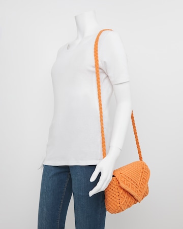 Orange Macrame Crossbody Bag