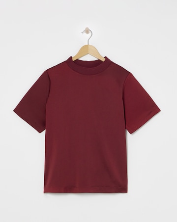 Satin Ribbed Neck Boxy Top