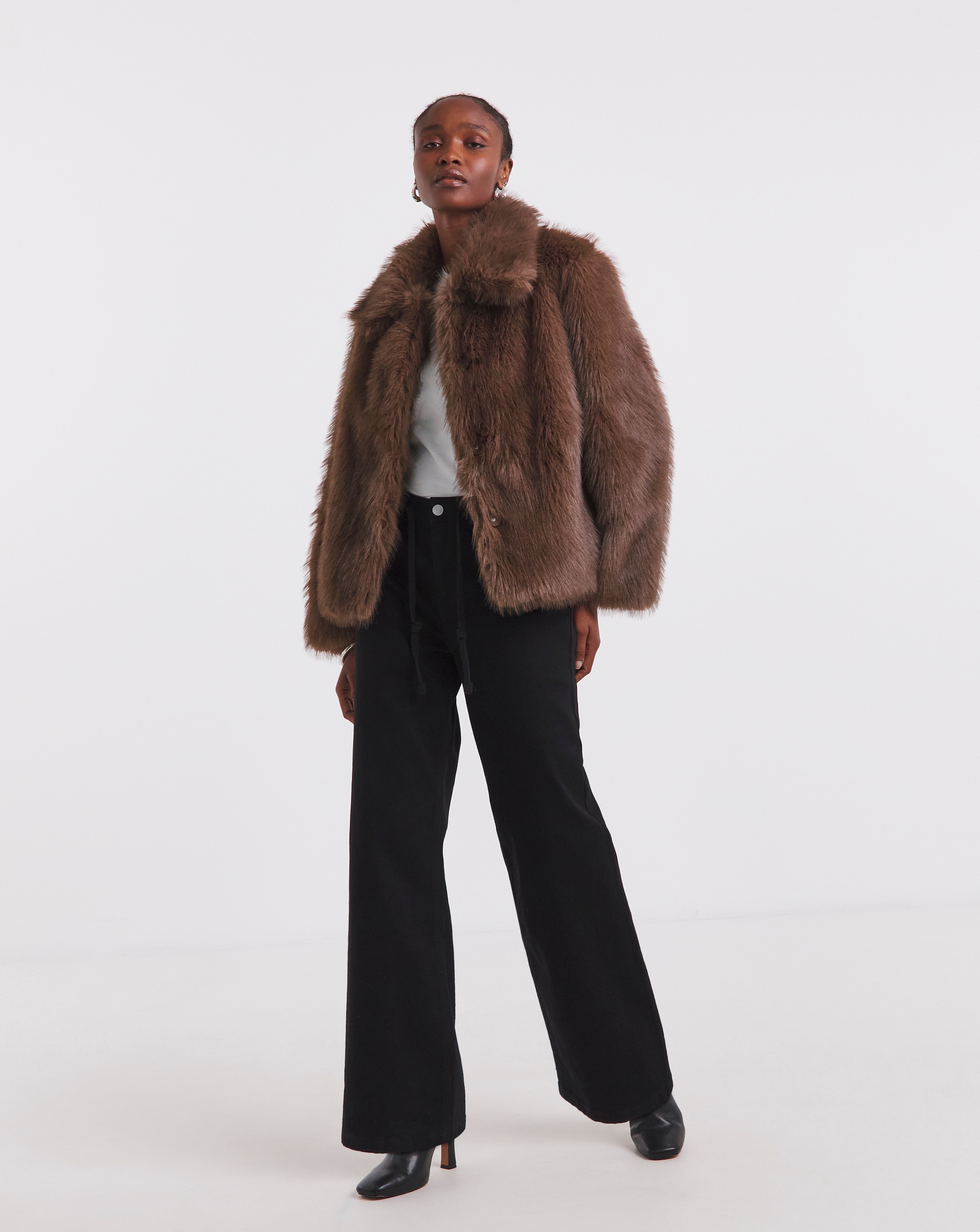 Simply Be Chocolate Short Faux Fur Coat | Simply Be