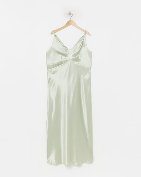 Simply Be Sage Satin Cami Slip Dress