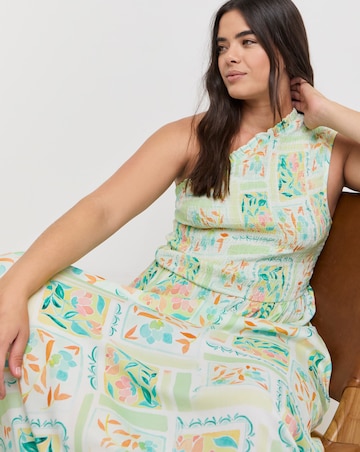 Native Youth Shirred One Shoulder Midaxi Dress