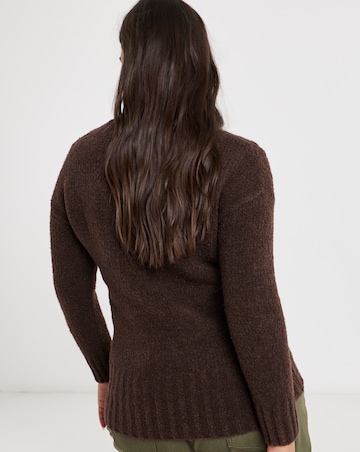 Chocolate V-Neck Cable Boucle Tunic
