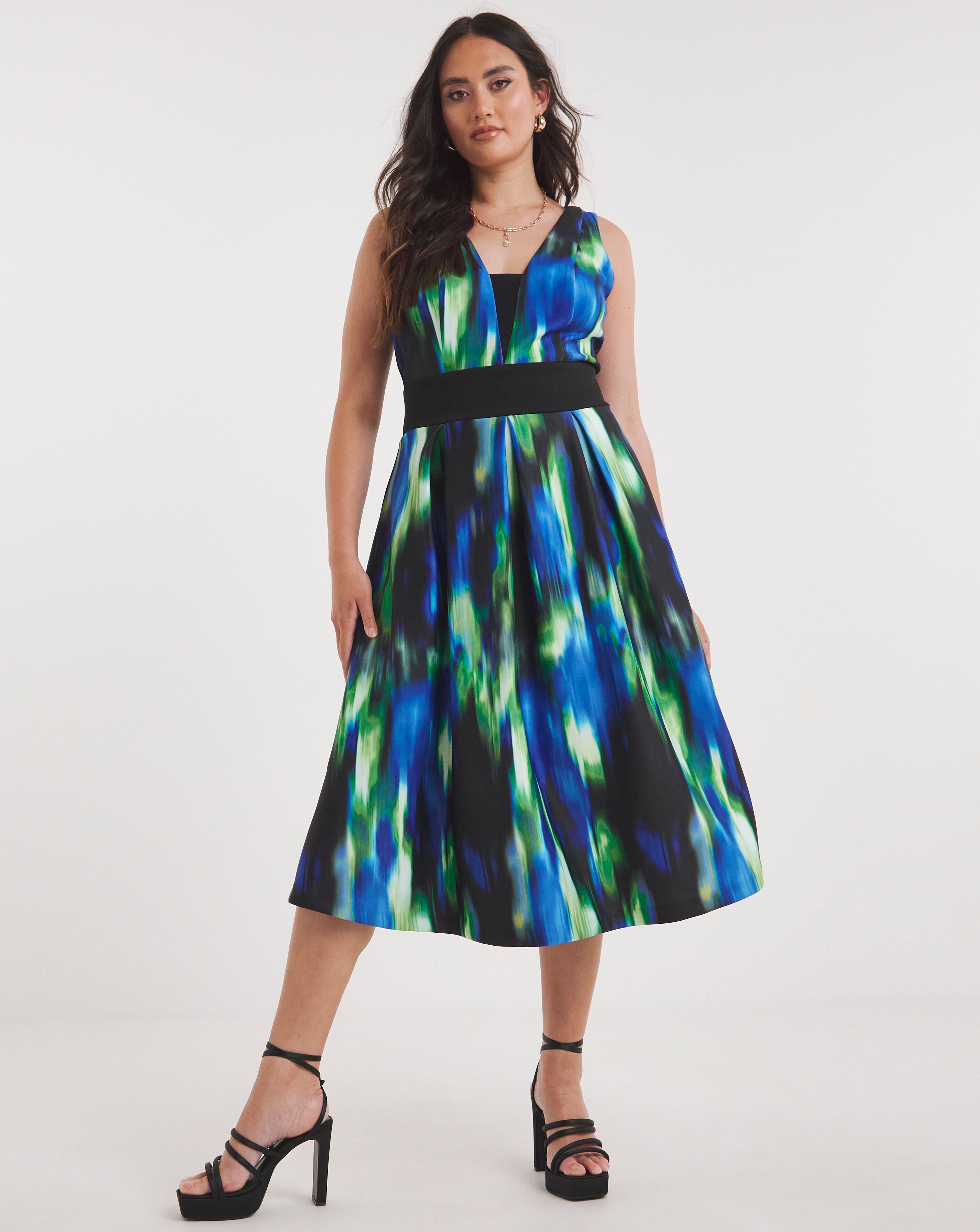 Joanna Hope Printed Scuba Prom Dress