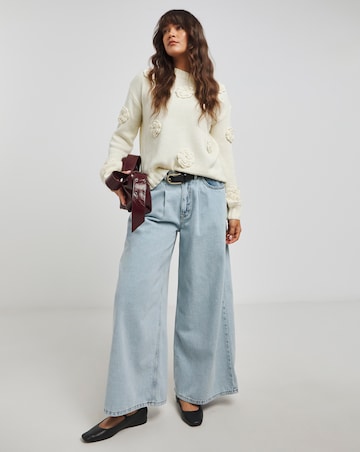 Lovedrobe Cream Floral Applique Jumper