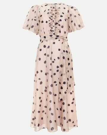 Phase Eight Nicola Spot Ruffle Midi Dress