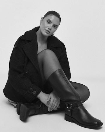 Dewey Leather Harness Detail Western Biker Boots - Wide Fit (E) & Curvy Calf