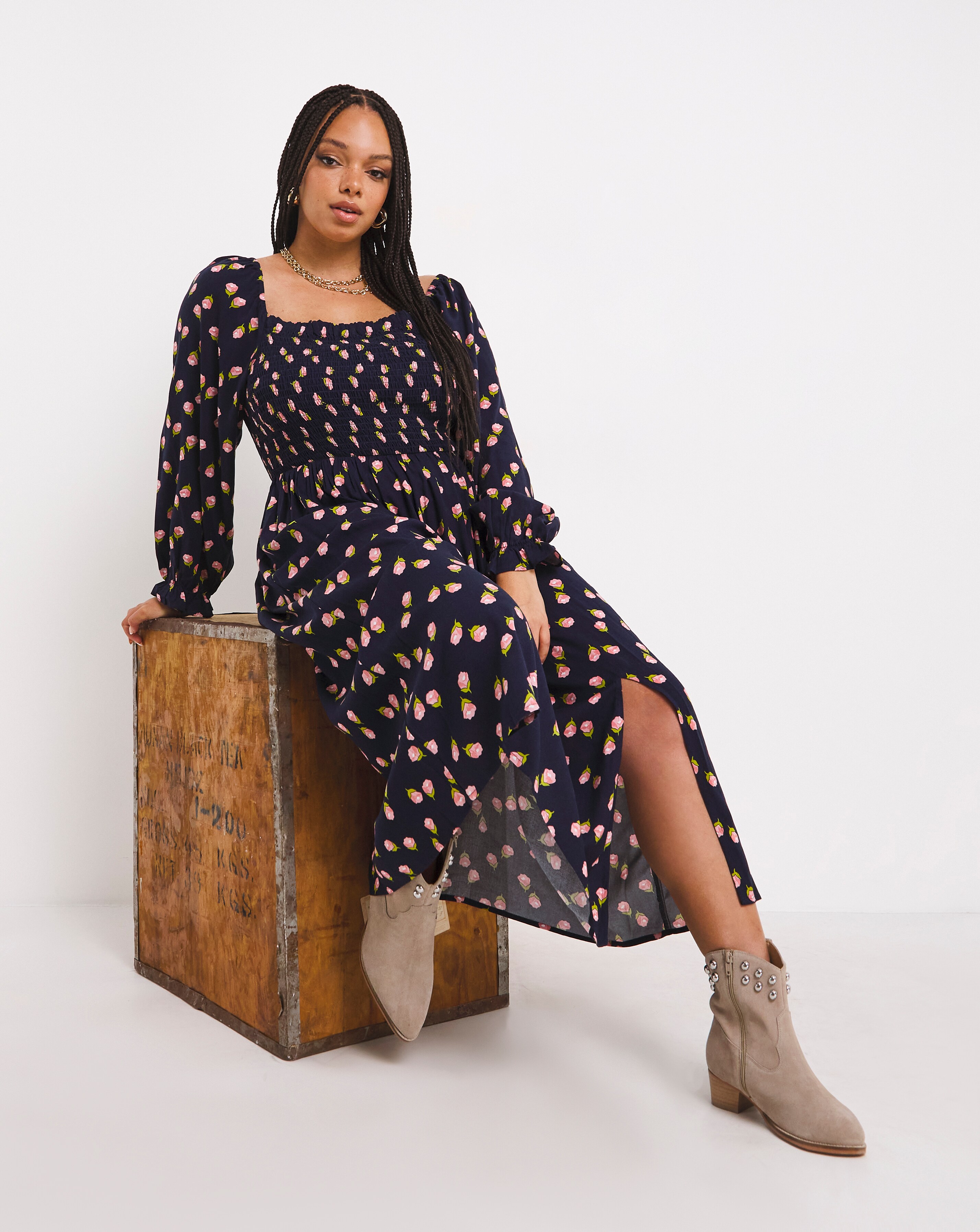 Split front cheap midi dress