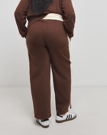 Chocolate & Cream Side Stripe Wide Leg Joggers