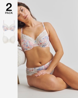 Pretty Secrets (2 Pack) Adrianne Full Cup Wired Bras Pink Floral