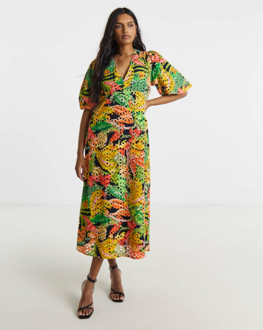 knee length dresses for ladies Rent Joanna Hope Printed Mesh Midi Dress main image 0