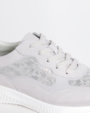 Heavenly Soles Rosetta Lace Up Patterned Leather Trainer - Wide Fit (E)