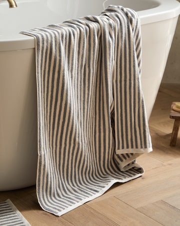 Yard Hebden Stripe Cotton Towel - Grey