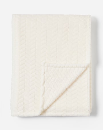 Embossed Jacquard Fleece Throw - Cream