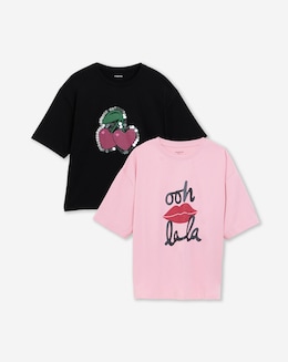 Partners 2 Pack Graphic T-Shirts Ooh La La &amp; Hot Fix Cherries