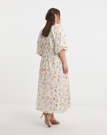 Floral Print Broderie Midi Dress