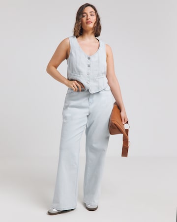 Bleach Wash Button Down Denim Waistcoat