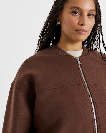 Chocolate Soft Zip Through Bomber Jacket