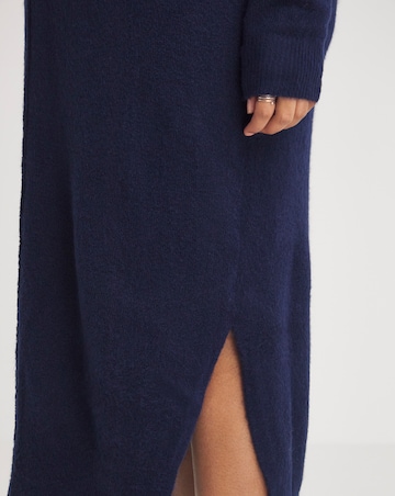 Navy V Neck Knitted Midaxi dress