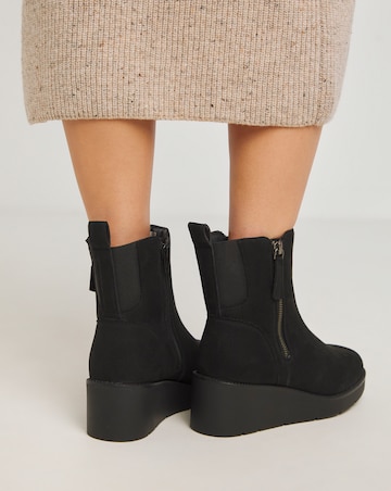 Rene Zip Detail Wedge Ankle Boots Wide E Fit
