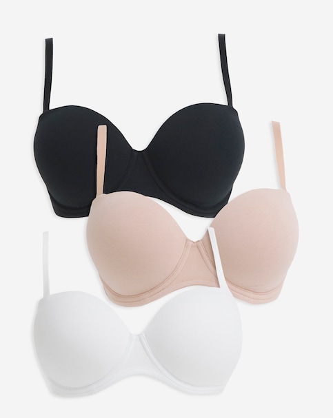 Pretty Secrets (3 Pack) Cotton Multiway Wired Bras (B-F) Black/White/Blush