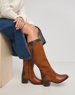 Joe Browns Brown Suede Knee High Boot- Extra Wide Fit (EEE) &amp; Super Curvy Calf