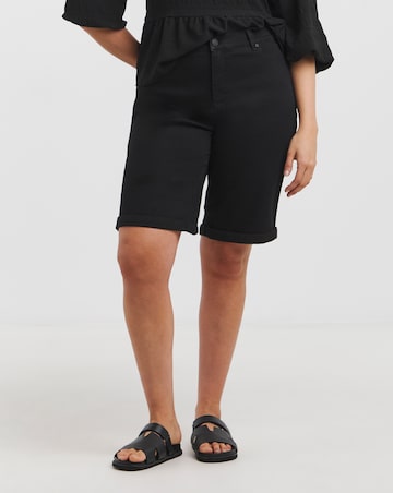 Simply Be Washed Black Authentic Denim Loose Mom Short