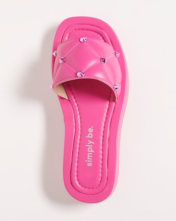 Simply Be Belle Quilted Studded Mule Sandals - Extra Wide Fit (EEE)