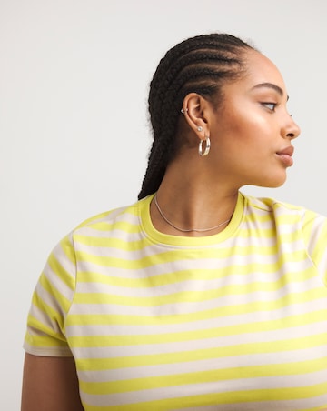 Lime and Ivory Stripe Crew Neck Tee