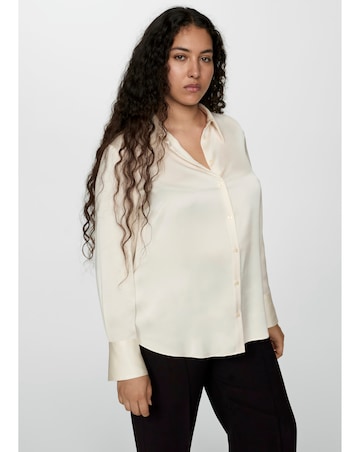 Mango Ideale Satin Cream Shirt