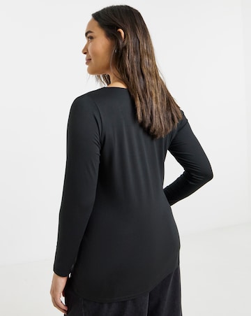 Black Long Sleeve Square Neck Top