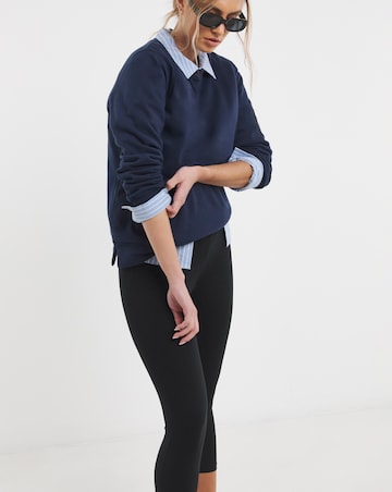 Black Cotton Cropped Legging