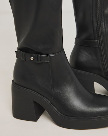 Ace Over Knee Platform Heeled Stretch Boots - Wide Fit (E) Standard/Curvy Calf