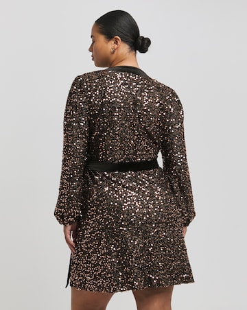 Lovedrobe Black Velvet Sequin Wrap Mini Dress