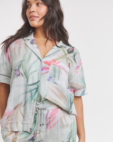 Figleaves Viscose Linen Blend Revere Pyjama Set
