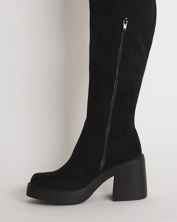 Birdie Stretch Over The Knee Heeled Boots Extra Wide EEE Fit Super Curvy Calf