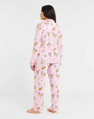Chelsea Peers Classic Button Up Pyjama Set Cocktail Animals Print