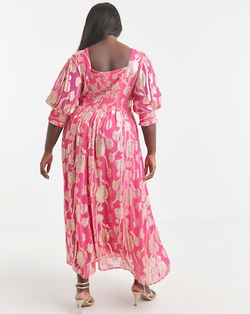 Simply Be Pink and Gold Jacquard Detail Maxi Dress