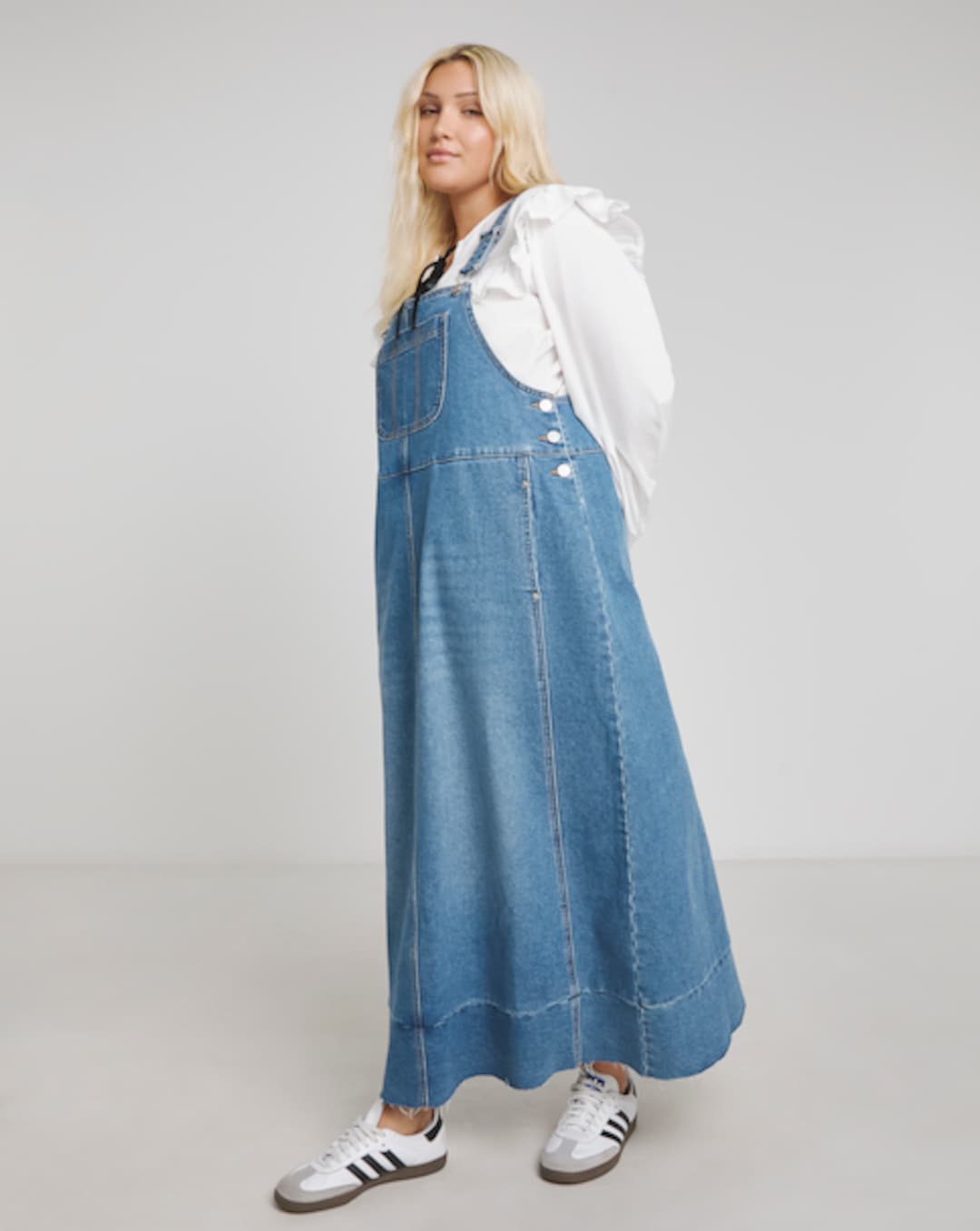 Nobody's Child Denim Sandra Embroidered Midi Dress | Simply Be