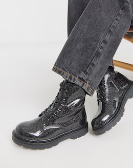 Heavenly Feet Justina Lace Up Chunky Boot Ex Wide Fit