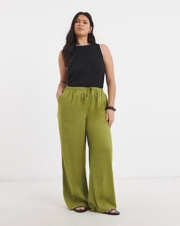 Olive Wide Leg Linen Trouser