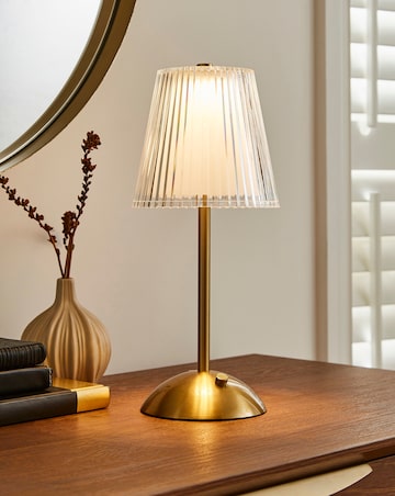 Liora Textured Glass Wireless Rechargeable Table Lamp