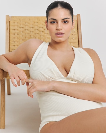 Simply Be Textured Cross Back Plunge Swimsuit