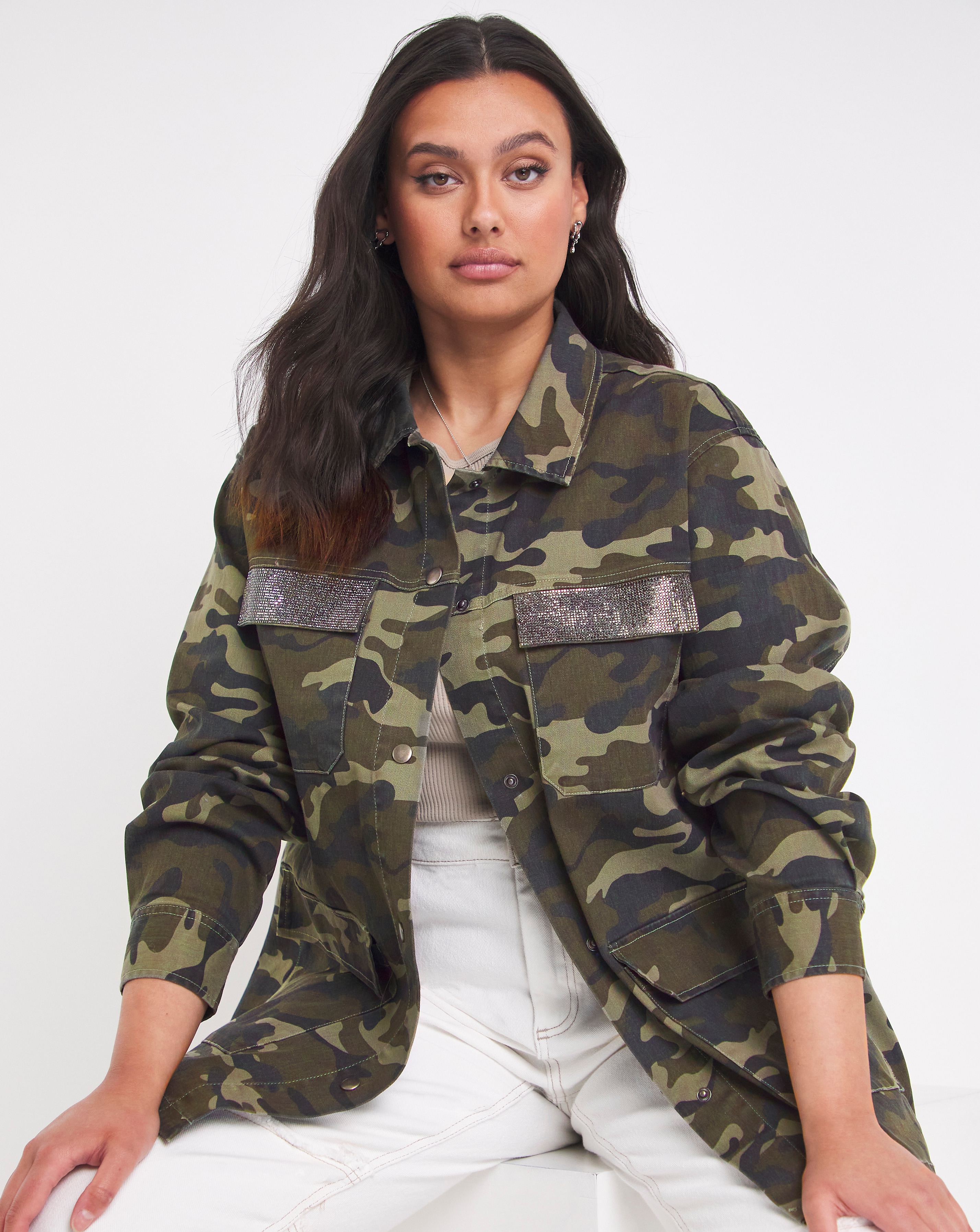 Khaki Camo Utility Shacket