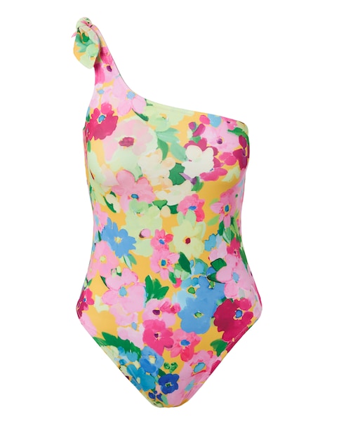 Nobody's Child Alessia Brush Stroke Floral One-Shoulder Swimsuit