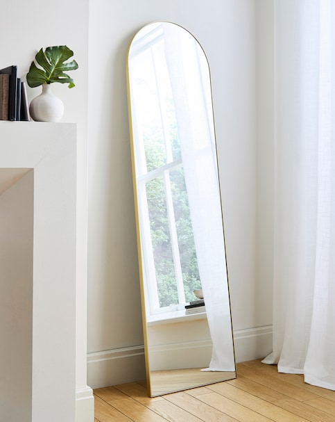 Slim Arched Leaner Mirror - Gold