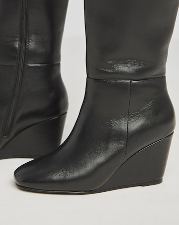 Jocelyn Leather Wedge Boots Wide E Fit Curvy Calf
