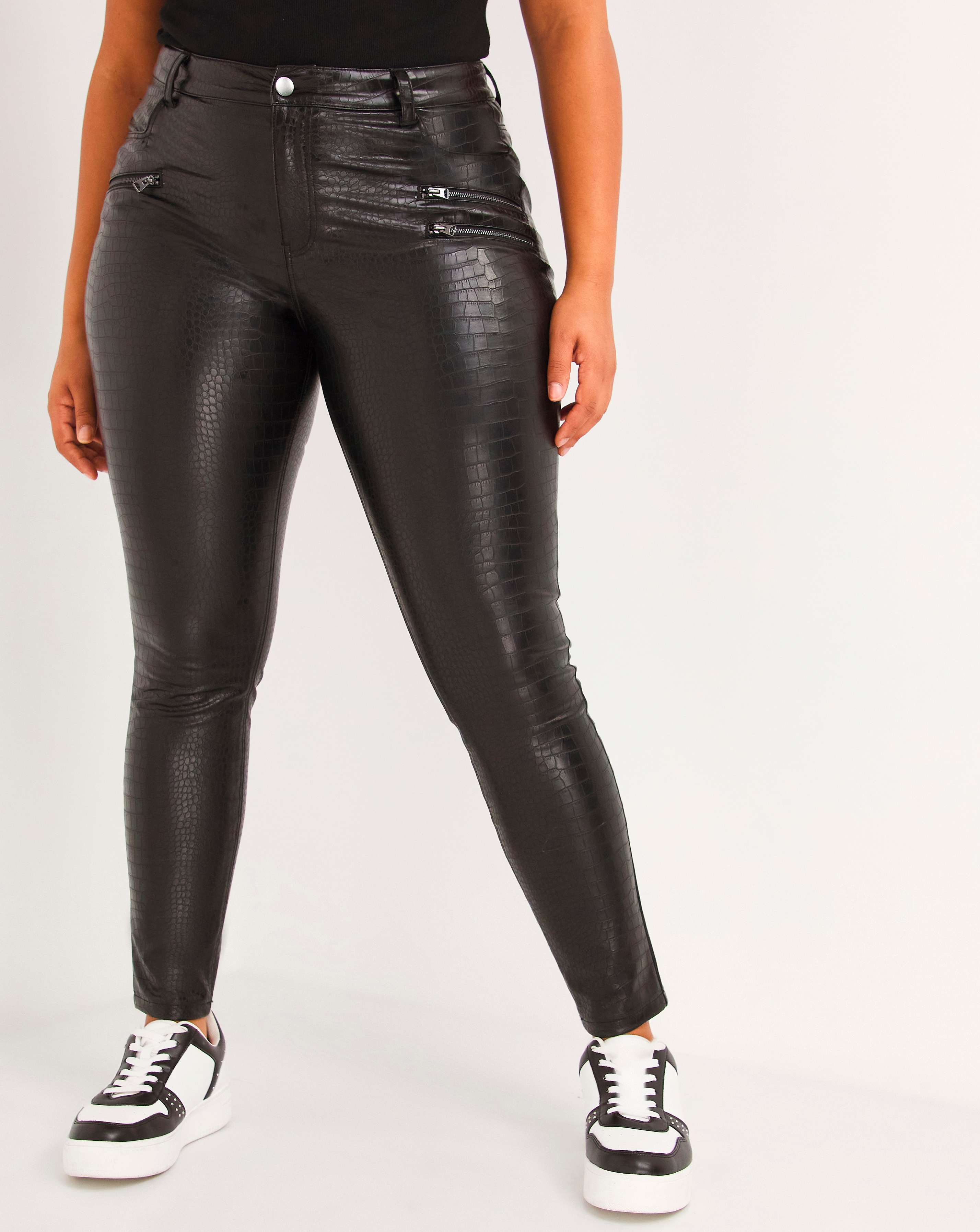 Black button up pu skinny trouser deals