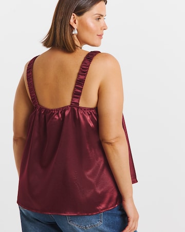 Satin Square Neck Ruched Cami