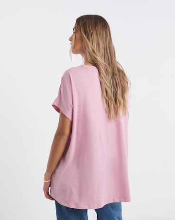 Simply Be Blush Pink Slouchy Dip Back Pure Cotton T-Shirt