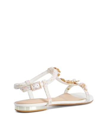 Dune Nature Embellished Flat Sandals - Wide Fit (E)